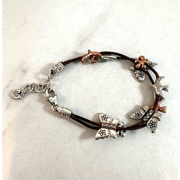 Brighton Free Bird Double strand Silver Copper Tone Bracelet Preowned - Picture 1 of 4